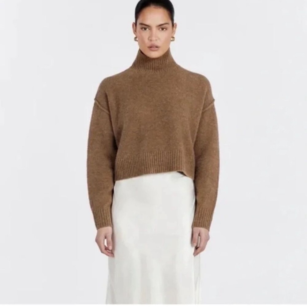 DISSH Brown Cowl Turtleneck Sweater Relaxed Fit